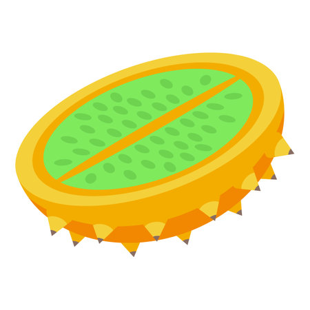Half kiwano fruit icon isometric vector. Summer plant tropical. Raw citrusのイラスト素材