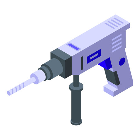 Construction electric hammer drill icon isometric vector. Object saw. Machine rotaryのイラスト素材