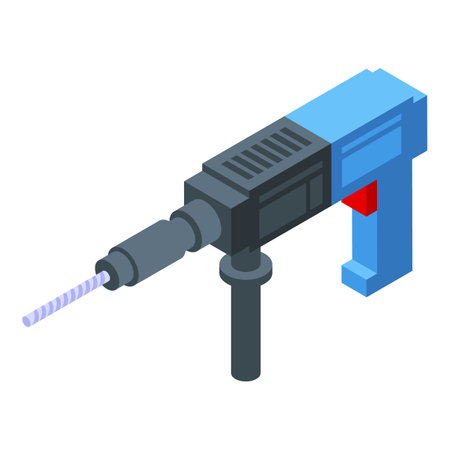 Handle drill hammer icon isometric vector. Concrete steel tool. Repair homeのイラスト素材