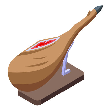 Cuisine leg prosciutto icon isometric vector. Jamon food. Slice animal farmのイラスト素材