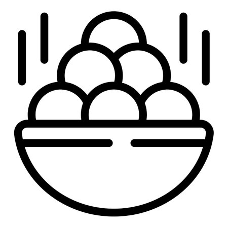 Full bowl food icon outline vector. Steam menu. Pelmeni slenderのイラスト素材