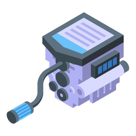 Motor hydrogen icon isometric vector. Vehicle bio creation. Water gasのイラスト素材