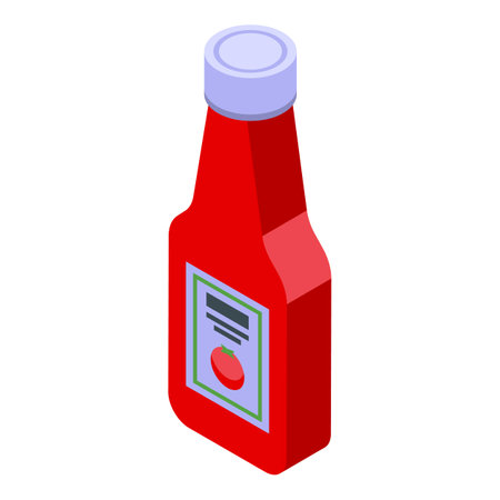 Ketchup bottle icon isometric vector. Dish spicy meat. Cooking wing menuのイラスト素材