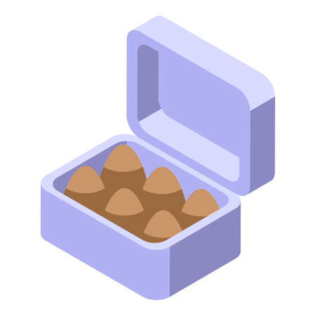 Chicken eggs shop box icon isometric vector. Farm hen industry. Nature feederのイラスト素材