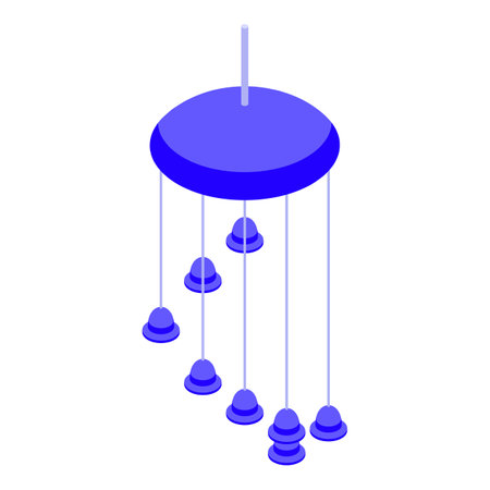 Spiritual wind chime icon isometric vector. Hanging melody tinkling ensemble. Blue color designのイラスト素材