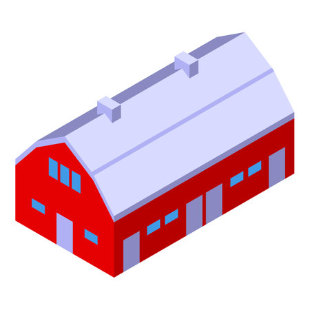 Red pig farm icon isometric vector. Country building. Business eco farmingのイラスト素材