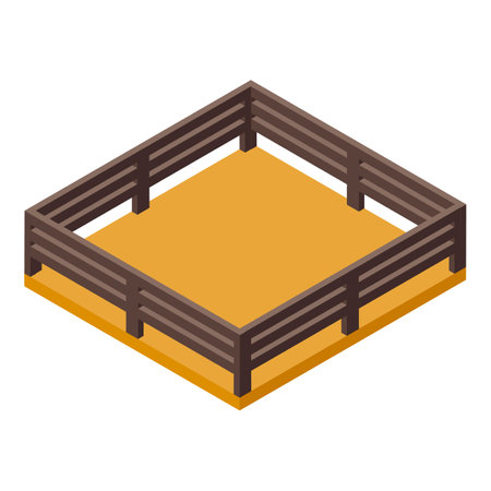 Pig farm wooden fence icon isometric vector. Nature farmer. Cute animalsのイラスト素材