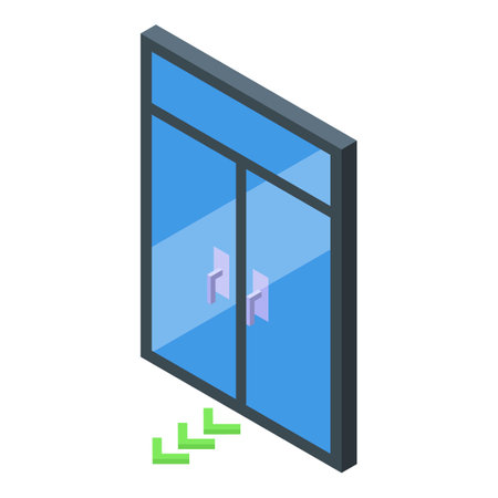 Glass automatic doors icon isometric vector. Enter location. New designのイラスト素材