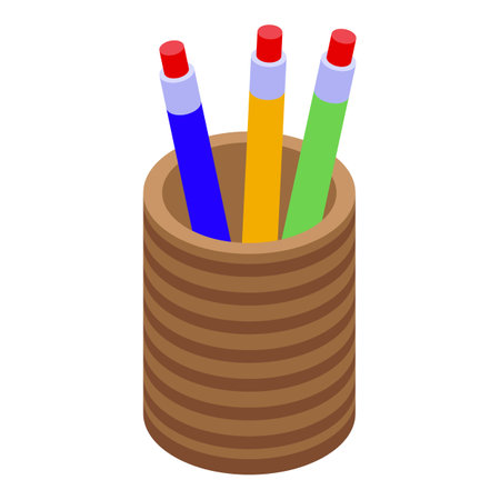 Wooden pencil stand icon isometric vector. Style brush shape. Design artのイラスト素材