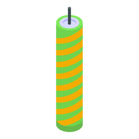 Striped colorful petard icon isometric vector. Traditional event. Fun explosiveのイラスト素材