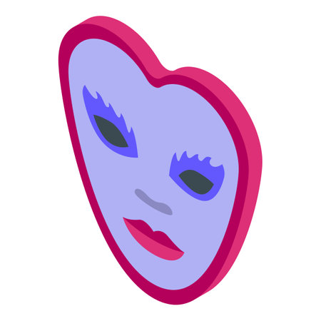 Heart shape mask icon isometric vector. Fashion style.のイラスト素材