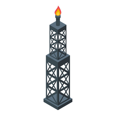 Petrol derrick icon isometric vector. Oil gas factory. Power platformのイラスト素材