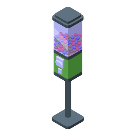 Bubble gum machine stand icon isometric vector. Sweet food. Candy gumのイラスト素材