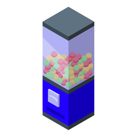 Blue glass bubblegum machine icon isometric vector. Colorful balls. Food dessertのイラスト素材