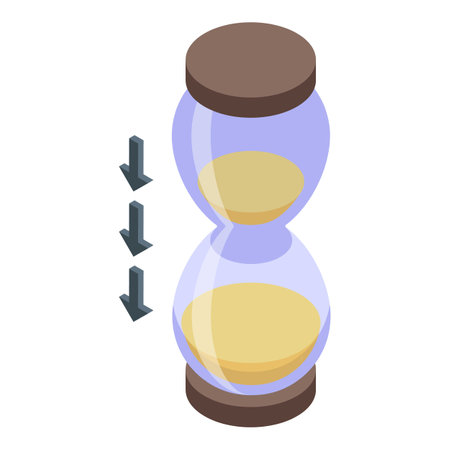 Sand hourglass run icon isometric vector. Counting time. Measurement deadlineのイラスト素材