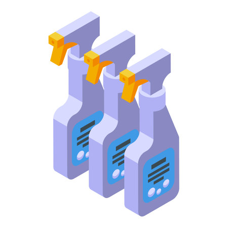 Cleaner spray bottles icon isometric vector. Plastic clean. Care liquid foamのイラスト素材