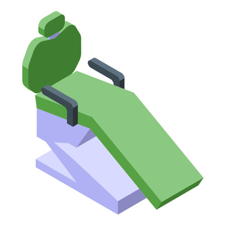 Isometric dental chair illustration in modern clinic setting with professional 3d vector graphic design for orthodontic examination and treatment. Featuring adjustable. Contemporaryのイラスト素材