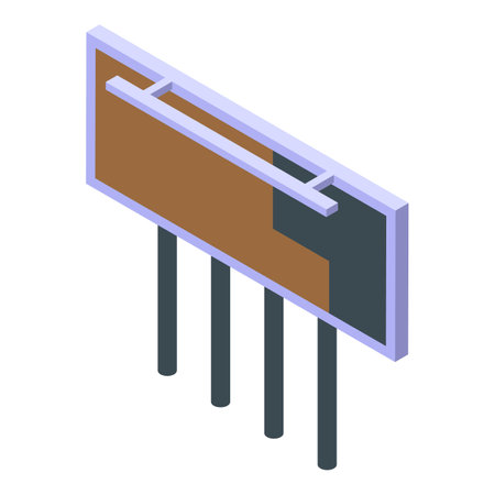 Isometric vector illustration of a blank billboard icon for outdoor advertising display in a modern urban city street with a large empty frame, suitable for marketing and promotion campaignsのイラスト素材