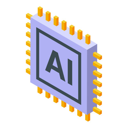 3d isometric illustration of a microprocessor chip with the letters ai, symbolizing artificial intelligenceのイラスト素材