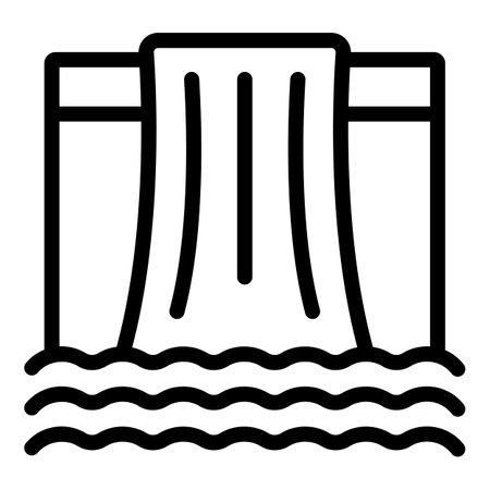 Iceland waterfall icon outline vector. Famous Nordic journey. Explore traditional landmarkのイラスト素材