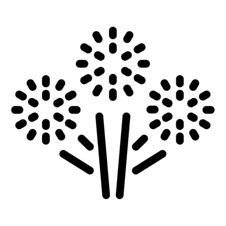 Simplified firework explosion icon in monochrome, suitable for celebrations and festive designsのイラスト素材