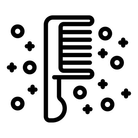 Simple line art of a hair comb icon surrounded by dots, ideal for beauty and grooming themesのイラスト素材