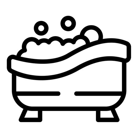 Simple black line icon of a bathtub filled with bubbles, perfect for any hygienerelated contentのイラスト素材