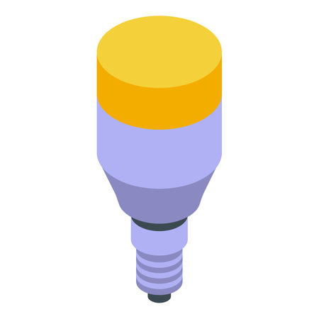 Isometric vector illustration of an led light bulb with yellow and purple tonesのイラスト素材