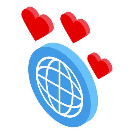 Illustration of global love concept with hearts. Globe. And interconnected world symbolizing international affection. Unity. Peace. And togetherness in a romantic. Cultural diverseのイラスト素材