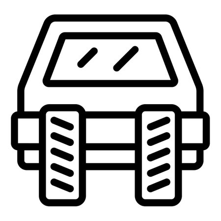 Black and white line art illustration of a simplified, geometric suv vehicle iconのイラスト素材
