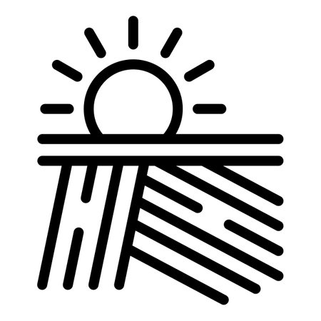 Simplistic black and white line art of a sunrise symbol, ideal for logos and minimalist designsのイラスト素材