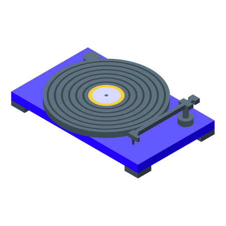 3d digital illustration of a classic vinyl record player in isometric viewのイラスト素材