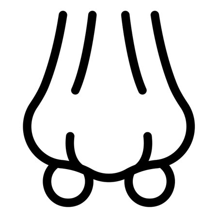 Simple and cute cartoon nose illustration with black and white line drawing, minimalistic design, and editable vector format, perfect for kids artwork and sensory organ symbolのイラスト素材