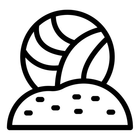 Simplistic line art icon of a volleyball on a court, in a minimalist black and white styleのイラスト素材