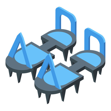 Blue and grey shoe ice cleats isometric icon, providing traction and safety during winter activitiesのイラスト素材