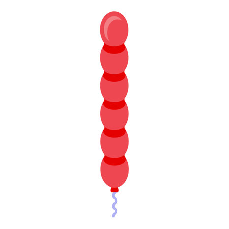 Long, red balloon made up of several inflated compartments floats against a white backgroundのイラスト素材