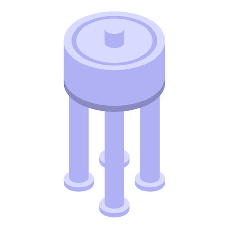 Large water tower providing water to the city buildings with isometric viewのイラスト素材