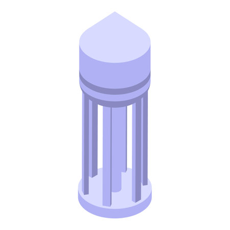 Large water tower standing on strong pillars supplying water to the cityのイラスト素材