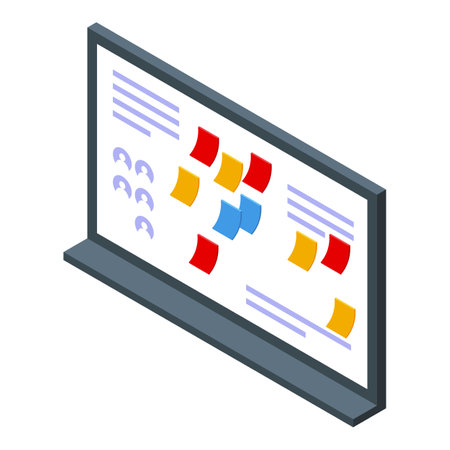 Scrum or kanban board showing daily sprint tasks and team members, agile methodology conceptのイラスト素材