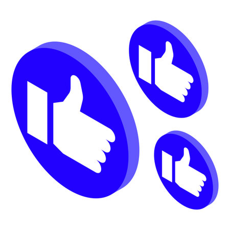 Multiple blue round button icons showing thumbs up, representing positive feedback on social media