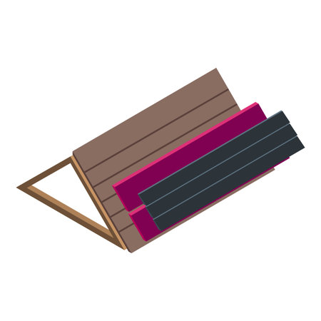 Building process with lumber materials for house renovation, isometric iconのイラスト素材