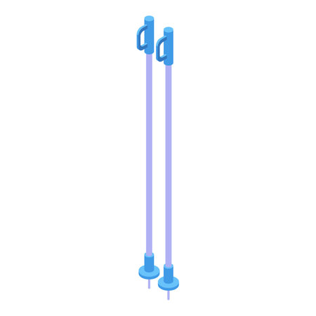 Ski poles standing upright are depicted in an isometric illustrationのイラスト素材