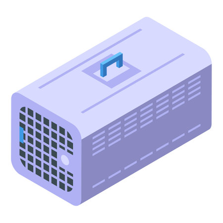 Plastic cat carrier box being transported for a vet appointment or travelのイラスト素材