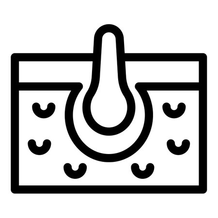 Diagram showing hair growing from skin with follicle visible in cross sectionのイラスト素材