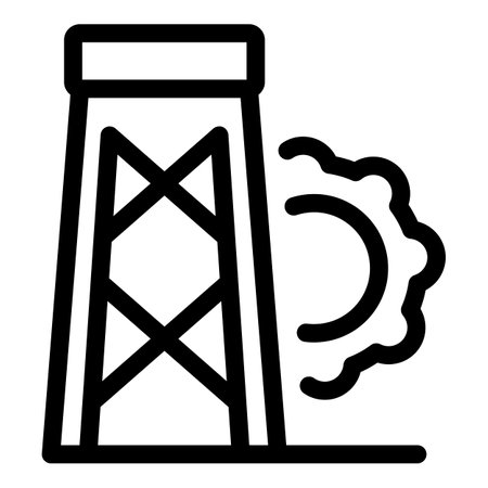 Line icon of a factory chimney polluting, representing industrial emissionsのイラスト素材
