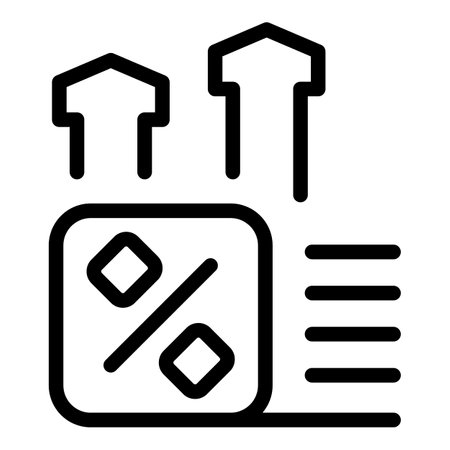 Line icon illustration of interest rate increasing concept with growing up arrows and percentage symbolのイラスト素材
