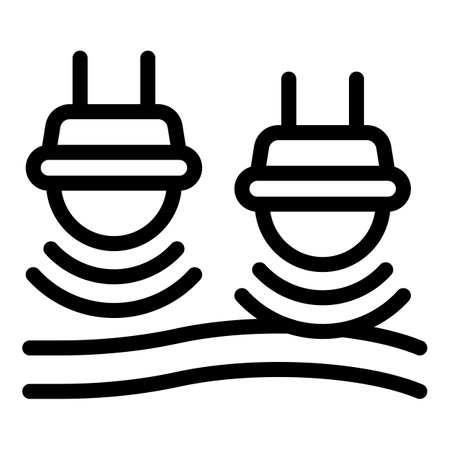 Line icon of two sensors scanning the surface with radio wavesのイラスト素材