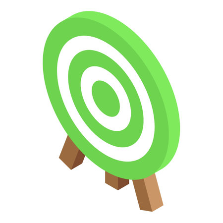 Green archery target standing on wooden tripod isolated on white backgroundのイラスト素材