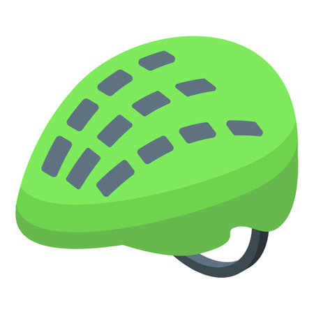 Green bike helmet ensuring safety and protection while cyclingのイラスト素材
