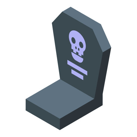 Dark grey gravestone with skull, symbolizing death and mourningのイラスト素材